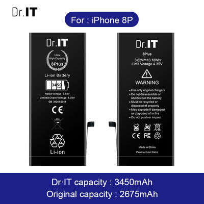 Prevent Overcharge Iphone 8P Battery Replacement 3450mAh 3.8V